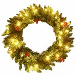 vidaXL Arbres de Noël artificiels 2 Pièces et couronne guirlande et LED