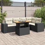 vidaXL Salon de jardin 6 Pièces avec coussins noir résine tressée