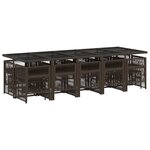 vidaXL Ensemble à manger de jardin avec coussins 15 Pièces marron rotin