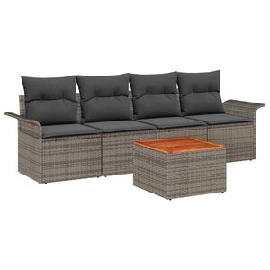 vidaXL Ensemble de canapé de jardin 5 Pièces Gris Poly rotin