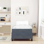 vidaXL Cadre de lit avec matelas Gris foncé 90 x 200 cm tissu