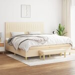 vidaXL Sommier à lattes de lit avec matelas Crème 200x200 cm Tissu