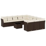vidaXL Salon de jardin avec coussins 12 Pièces marron résine tressée