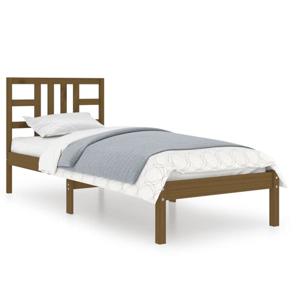 vidaXL Cadre de lit Marron miel Bois massif 75x190 cm Petit simple