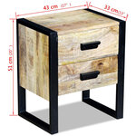 vidaXL Table auxiliaire à 2 tiroirs bois manguier massif 43x33x51 cm