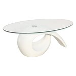 vidaXL Table basse avec dessus de table en verre ovale Blanc brillant