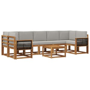 vidaXL Ensemble de canapés d'extérieur 6 Pièces Naturel et gris clair