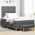 vidaXL Lit à ressorts avec matelas Gris foncé 120 x 190 cm tissu