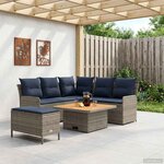 vidaXL Ensembles de meubles 5 Pièces Gris et bleu marine Rotin PE