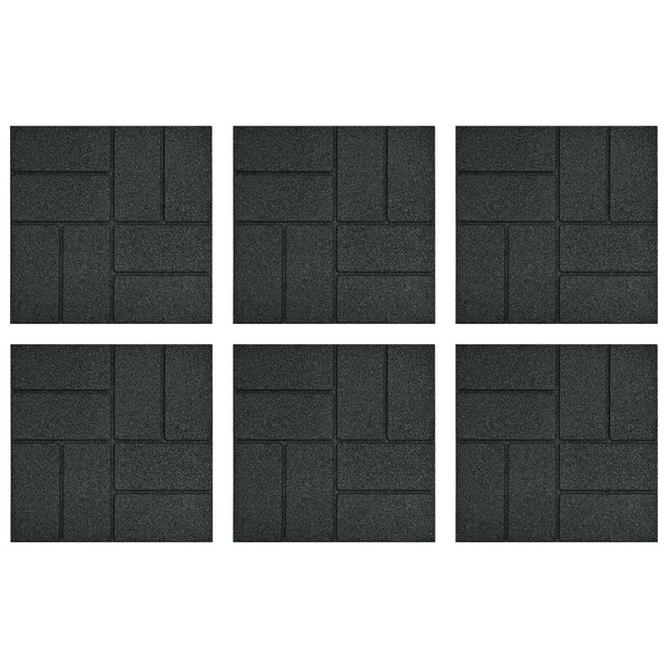 vidaXL Pierre de marchage 6 pièces Noir 40 5 x 40 5 x 2 cm Caoutchouc