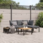 vidaXL Salon de jardin 4 Pièces avec coussins noir aluminium