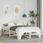vidaXL Cadre de lit surélevé avec stockage Blanc Bois massif en pin