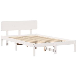 vidaXL Cadre de lit avec tête de lit Blanc 140 x 190 cm Pin massif