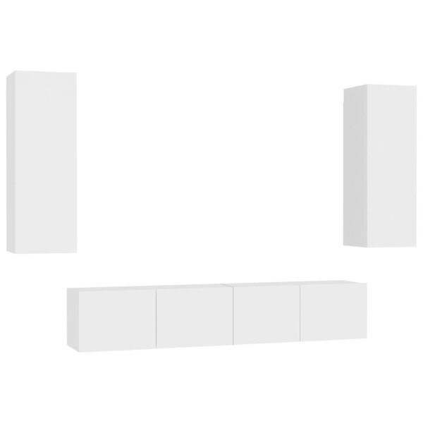 vidaXL Ensemble de meubles TV 4 Pièces Blanc Bois d'ingénierie