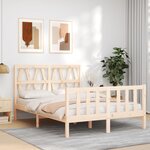 vidaXL Cadre de lit avec tête de lit 140x190 cm bois massif