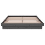 vidaXL Cadre de lit Gris Bois massif 135x190 cm Double