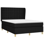 vidaXL Sommier à lattes de lit avec matelas Noir 140x200 cm Tissu