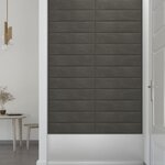 vidaXL Panneaux muraux 12 Pièces Gris foncé 60x15 cm Velours 1 08 m²