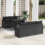 vidaXL Ensemble de canapé de jardin Manuel 7 Pièces Noir 100 x 55 x 73 cm