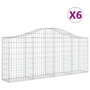 vidaXL Paniers à gabions arqués 6 Pièces 200x30x80/100 cm Fer galvanisé