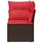 vidaXL Canapé d'angle de jardin avec coussins en résine tressée marron