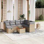 vidaXL Salon de jardin avec coussins 8Pièces mélange beige résine tressée