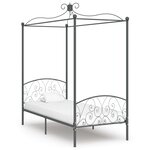 vidaXL Cadre de lit à baldaquin sans matelas gris métal 90x200 cm