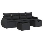 vidaXL Salon de jardin 6 Pièces avec coussins noir résine tressée