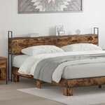 vidaXL Headboard de Rangement avec Station de Charge Chêne fumé 200 cm