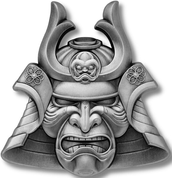 Pièce de monnaie en Argent 5 Dollars g 62.2 (2 oz) Millésime 2021 Ancient Warriors SAMURAI MASK