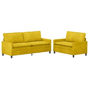 vidaXL Ensemble de Canapés 2 Pièces Jaune Velours