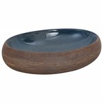vidaXL Vasque à poser marron et bleu ovale 59x40x15 cm céramique