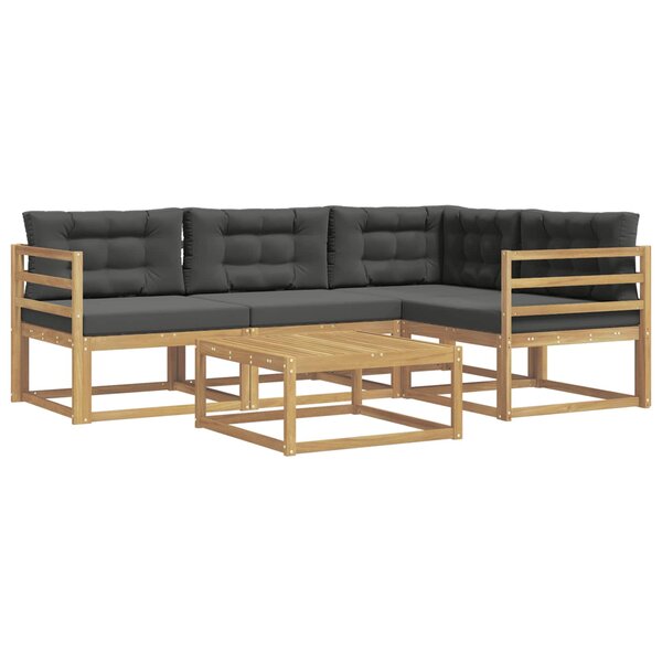 vidaXL Ensemble de canapés d'extérieur 5 Pièces Blanc et anthracite