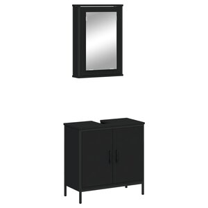 vidaXL Ensemble de meubles salle de bain 2 Pièces noir bois d'ingénierie