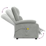 vidaXL Fauteuil de massage Gris clair Velours