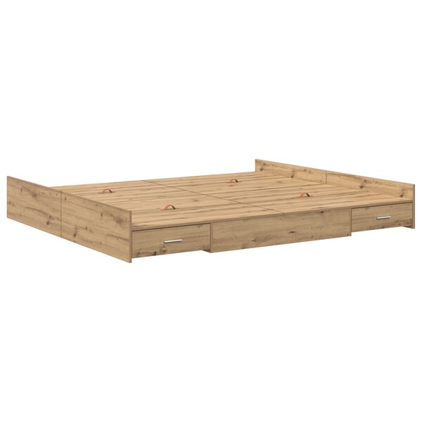 vidaXL Cadre de lit avec rangement chêne artisanal 200 x 200 cm