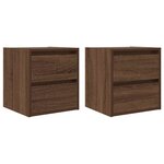 vidaXL Tables de chevet murales 2 Pièces chêne marron 38x34x40 cm