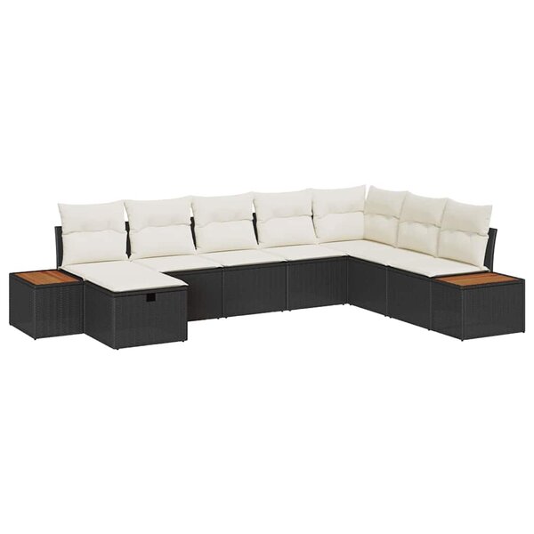 vidaXL Ensemble de canapé de jardin 8 Pièces Noir 55 x 62 x 69 cm