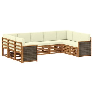 vidaXL Ensemble de canapés d'extérieur 7 pc Naturel et Crème