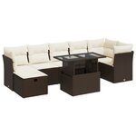 vidaXL Salon de jardin 8 Pièces avec coussins marron résine tressée