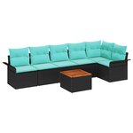 vidaXL Ensemble de canapé de jardin 7 Pièces Noir et turquoise