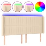 vidaXL Tête de lit à LED Crème 183x16x118/128 cm Tissu