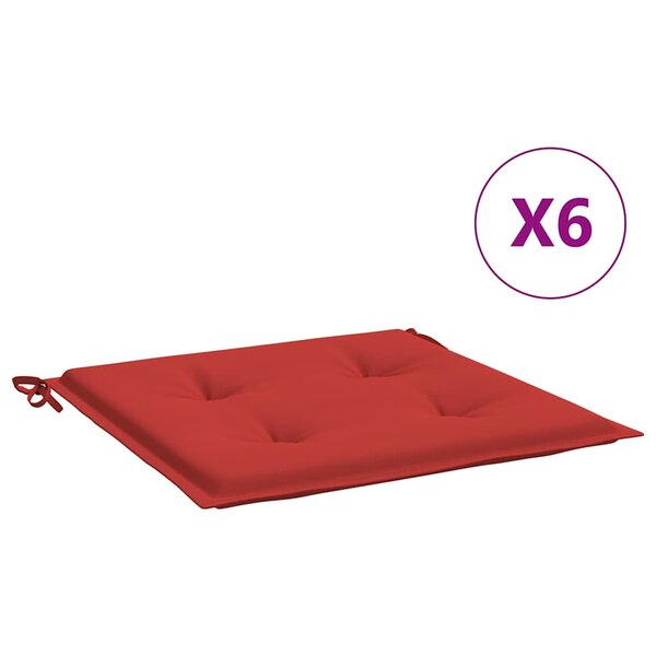 vidaXL Coussins de chaise jardin lot de 6 rouge 40x40x4cm tissu oxford