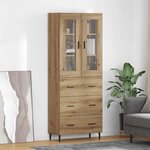 vidaXL Haut Armoire 2 Pièces Chêne artisanal Bois Aggloméré et Verre
