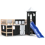 vidaXL Lit mezzanine enfants avec tour blanc/noir 80x200cm pin massif
