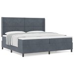 Lit Box Spring vidaXL avec Matelas Gris Foncé 200x200 cm Velours
