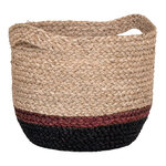 Panier rond en rotin marron clair et foncé Ø 30 x 25 cm