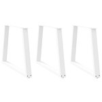 vidaXL Pieds de table à manger en forme de V  3 pièces  blanc  70 x (72-73 3) cm  acier