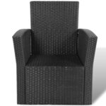 vidaXL Salon de jardin 4 Pièces avec coussins Résine tressée Noir