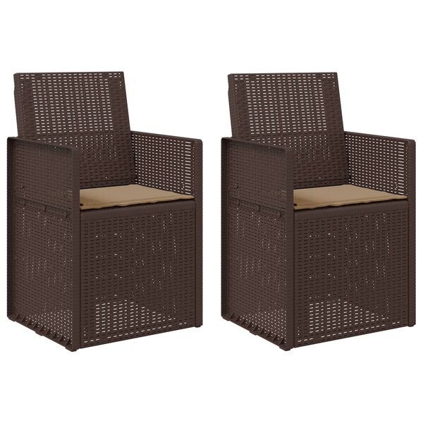 vidaXL Chaises de jardin salle à manger 2 pc Marron et taupe PP